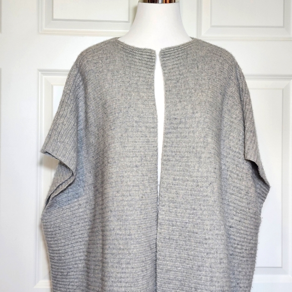 Michael Kors Open Front Ribbed 100% Cashmere Cardigan Pocho Sweater - Picture 4 of 11